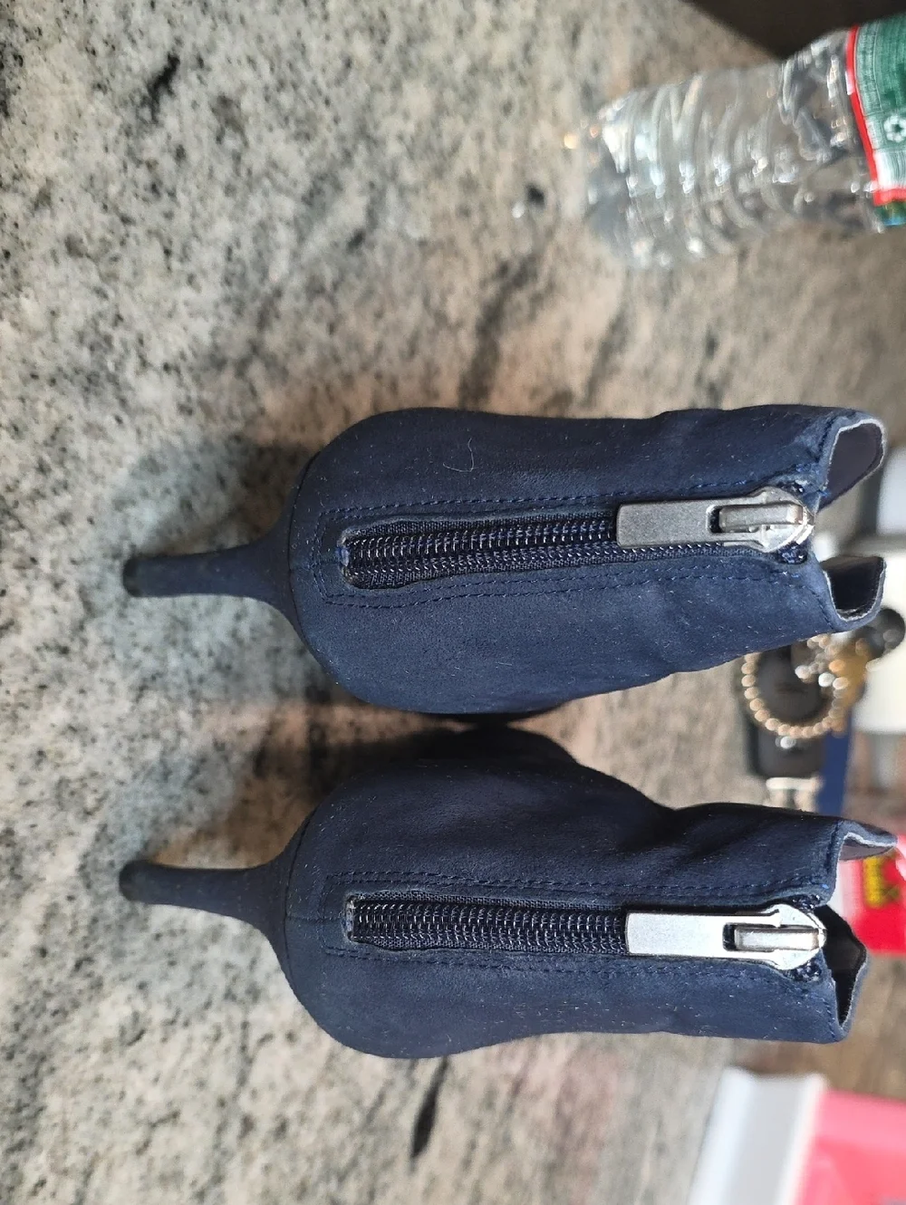 Lord & Taylor Navy Suede Pointed Ankle Booties - Picture 5 of 8
